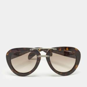 مملوكة مسبقًا Prada Tortoise Brown Gradient SPR 28R Aviator Sunglasses