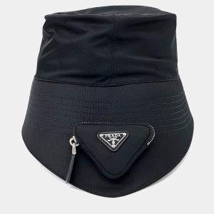 Pre Owned قبعة برادا سوداء من إعادة تدوير النايلون بوشيتات