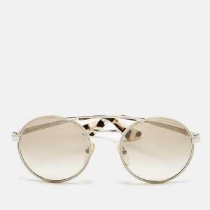 Pre Owned Prada Beige/Silver Tone Gradient SPR51S Round Sunglasses