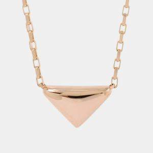 Pre Owned Prada Mini Triangle Pendant Necklace 18K Pink Gold