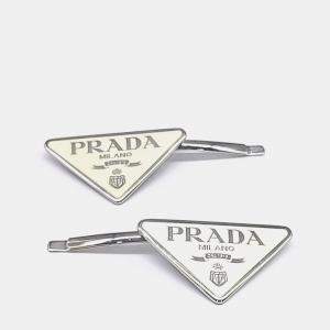 Pre Owned Prada Ivory Silver Plated hairpin