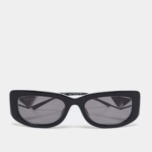 Pre Owned Prada Black SPR 14Y Triangle Logo Rectangle Sunglasses