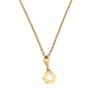 Prada Heart Charm Gold Tone Chain Link Long Necklace