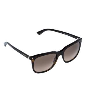 Prada Havana Brown/ Brown SPR 12R Rectangle Sunglasses