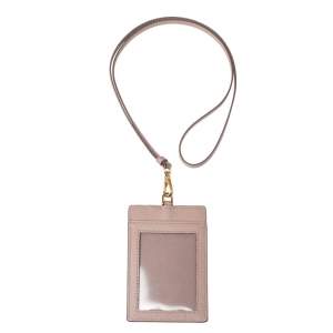 Prada Beige Saffiano Leather ID Badge Holder