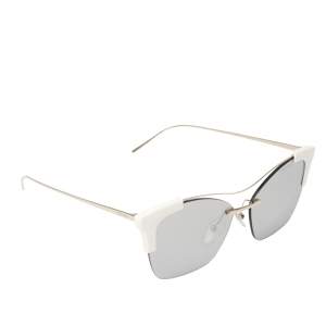Prada White/ Silver Mirrored SPR21U Temple Evolution Collection Sunglasses