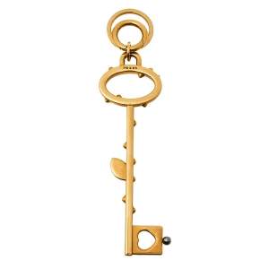 Prada Skeleton Key Antique Gold Tone Keyring