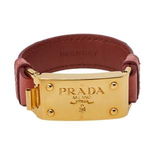 Prada Pink Ostrich Gold Tone Bracelet 17 cm