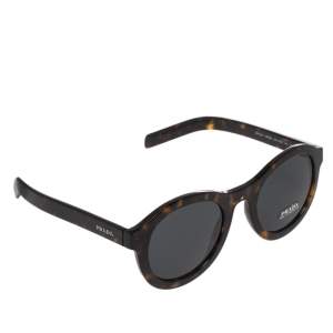Prada Tortoise Brown/Grey SPR 24V Round Sunglasses