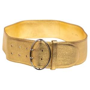 Prada Metallic Gold Leather Waist Belt 85 CM