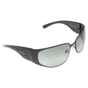 Prada Black Acetate Black Metal Tone SPR 50G Gradient Rectangle Sunglasses
