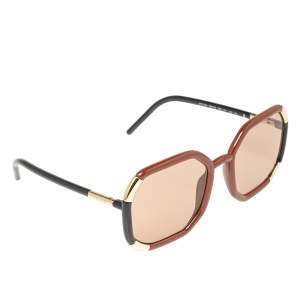 Prada Brown Acetate Geometric Design Frame SPR20X Oversized Sunglasses