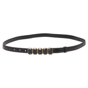 Prada Black Python Jewel Embellished Buckle Narrow Belt 95CM