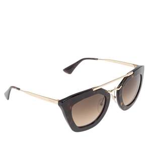 Prada Dark Brown Tortoise Acetate SPR 09Q Gradient Cat Eye Sunglasses