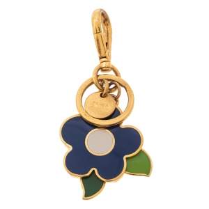 Prada Multicolor Enamel Flower Key Ring/ Bag Charm