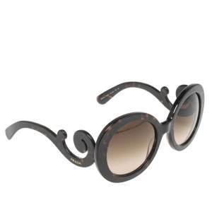 Prada Brown Tortoise SPR27N Baroque Gradient Round Sunglasses