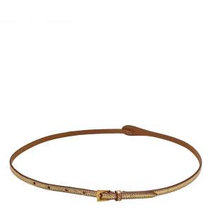 Prada Metallic Gold Leather Thin Waist Belt 80 CM