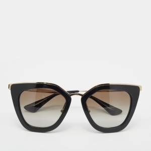 Prada Black/Gold Brown Gradient SPR 53S Cinema Cat-Eye Sunglasses
