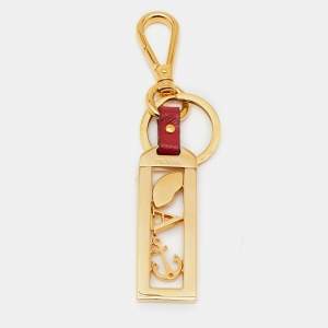 Prada Red Leather My Character Slot Key Chain