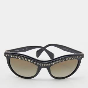 Prada Black/Green Gradient SPR 04P Crystal Embellished Cat Eye Sunglasses