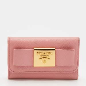 Prada Pink Saffiano Leather Key Case Holder