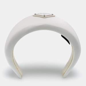 Prada White Enamel Logo Detail Re-Nylon Headband 