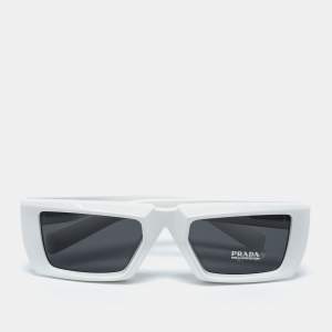 Prada White/ Slate Grey SPR24Y Rectangular Runway Sunglasses