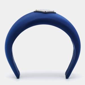 Prada Bluette Nylon Enameled Logo Wide Headband