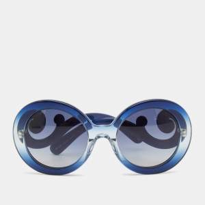 Prada Navy Blue/Blue SPR 27N Baroque Round Sunglasses