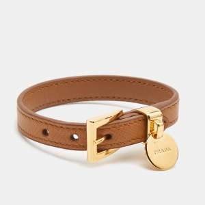Prada Saffiano Leather Gold Tone Bracelet