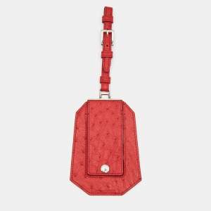 Prada Red Ostrich Leather Luggage Name Tag