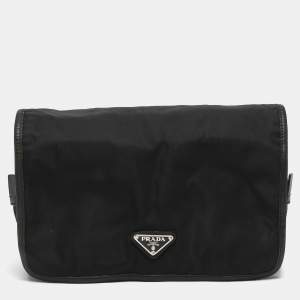 Prada Black Nylon and Leather Foldable Toiletry Pouch