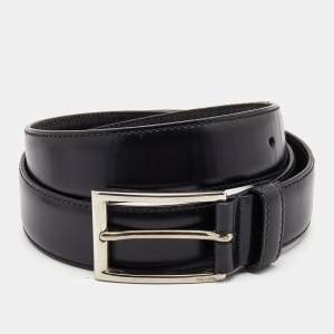 Prada Black Leather Buckle Belt 90CM
