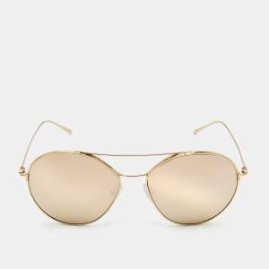 Prada Gold Mirrored Frame Round Sunglasses