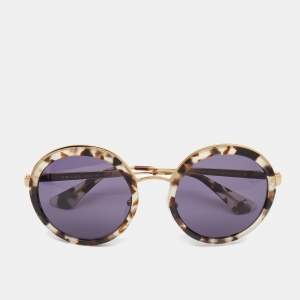 Prada Tortoise Shell/Grey SPR50T Round Sunglasses