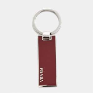 Prada Enamel Silver Tone Key Chain