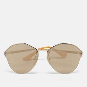 Prada Gold Mirrored SPR64T Geometric Sunglasses