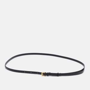 Prada Black Saffiano Lux Leather Slim Buckle Belt 100CM