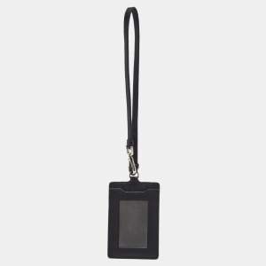 Prada Black Saffiano Leather Badge Holder