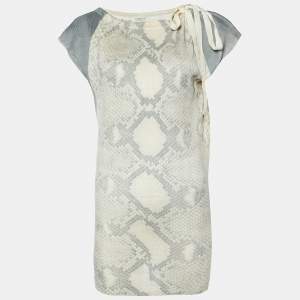 Prada Beige Python Print Rib Knit Top L