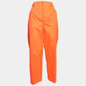 Prada Florescent Orange Synthetic Loose Fit Pants M
