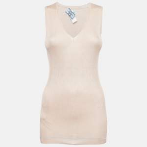Prada Sand Brown Silk Knit Tank Top M
