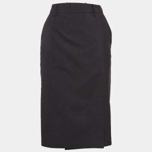 Prada Dark Grey Wool Pencil Skirt XS