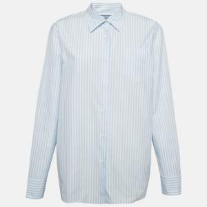 Prada Blue Striped Cotton Oversized Shirt M
