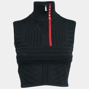 Prada Black Tech Stretch Nylon Sleeveless Crop Top S