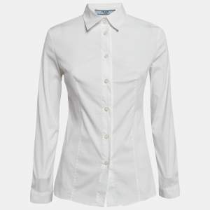 Prada White Stretch Cotton Full Sleeve Shirt S