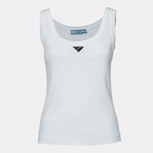 Prada White Cotton Knit Tank Top M