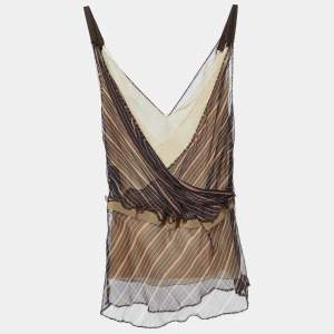 Prada Purple Stripe Silk Strappy Top M