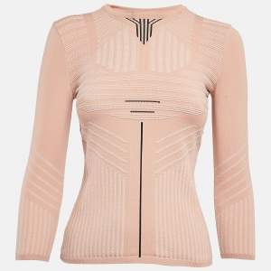 Prada Pink Stripe Knit Crew Neck Jumper XS 