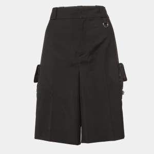 Prada Black Wool Pocket Detail Cargo Shorts M